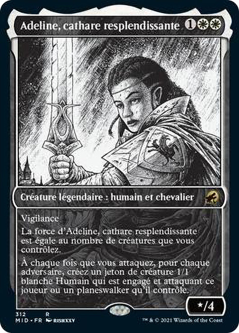 Adeline, Resplendent Cathar (Showcase)\nInnistrad: Midnight Hunt - Variants - French\nSingle\nMagic The Gathering