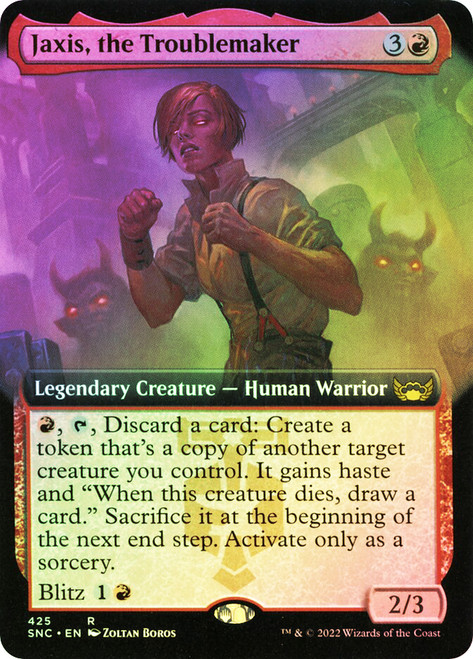 Jaxis, the Troublemaker (Extended Art)\nStreets of New Capenna - Variants\nSingle\nMagic The Gathering
