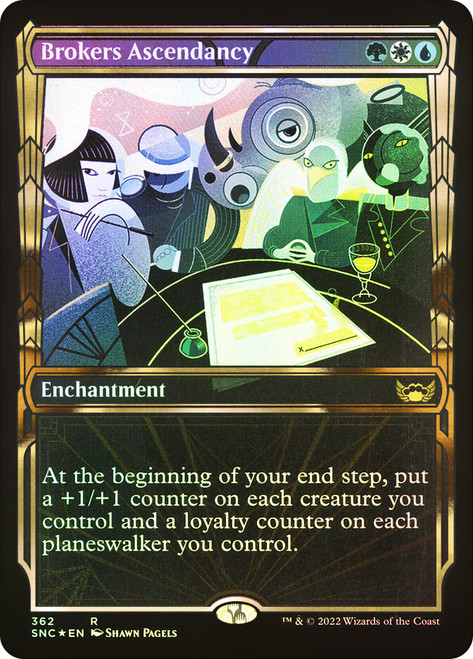 Brokers Ascendancy (Showcase) (Gilded Foil)\nStreets of New Capenna - Alternate Foil\nSingle\nMagic The Gathering