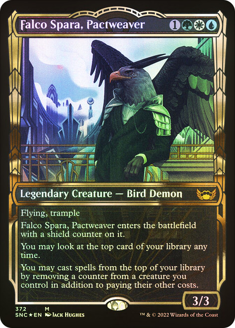 Falco Spara, Pactweaver (Showcase) (Gilded Foil)\nStreets of New Capenna - Alternate Foil\nSingle\nMagic The Gathering