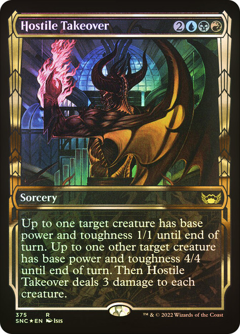 Hostile Takeover (Showcase) (Gilded Foil)\nStreets of New Capenna - Alternate Foil\nSingle\nMagic The Gathering