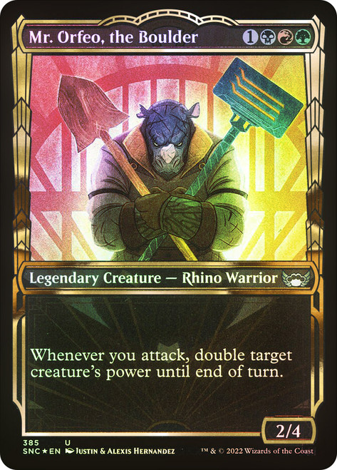 Mr. Orfeo, the Boulder (Showcase) (Gilded Foil)\nStreets of New Capenna - Alternate Foil\nSingle\nMagic The Gathering