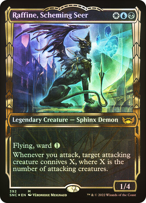 Raffine, Scheming Seer (Showcase) (Gilded Foil)\nStreets of New Capenna - Alternate Foil\nSingle\nMagic The Gathering
