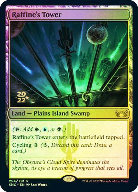 Raffine's Tower (Prerelease) (Streets of New Capenna)\nPromo: Date Stamped\nSingle\nMagic The Gathering