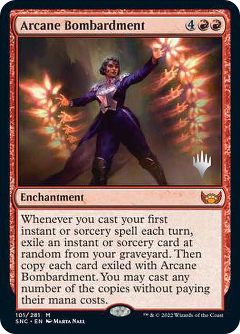 Arcane Bombardment (Promo Pack) (Streets of New Capenna)\nPromo: Planeswalker Stamped\nSingle\nMagic The Gathering