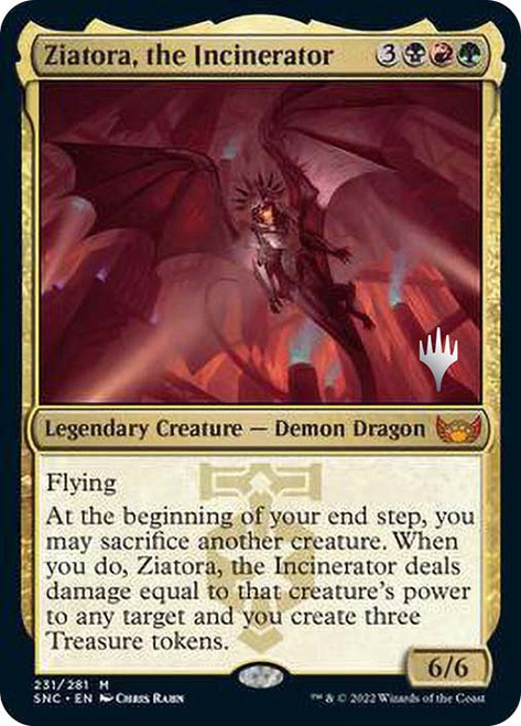 Ziatora, the Incinerator (Promo Pack) (Streets of New Capenna)\nPromo: Planeswalker Stamped\nSingle\nMagic The Gathering
