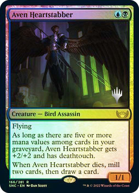 Aven Heartstabber (Promo Pack) (Streets of New Capenna)\nPromo: Planeswalker Stamped\nSingle\nMagic The Gathering