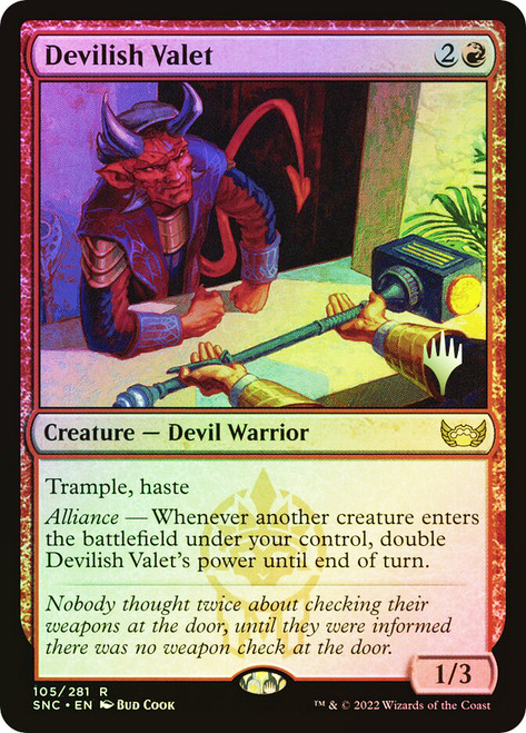 Devilish Valet (Promo Pack) (Streets of New Capenna)
Promo
Single
Magic: The Gathering
