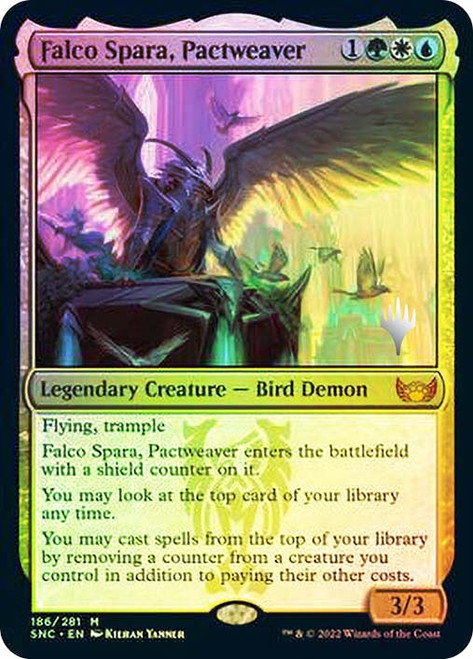 Falco Spara, Pactweaver (Promo Pack) (Streets of New Capenna)\nPromo: Planeswalker Stamped\nSingle\nMagic The Gathering