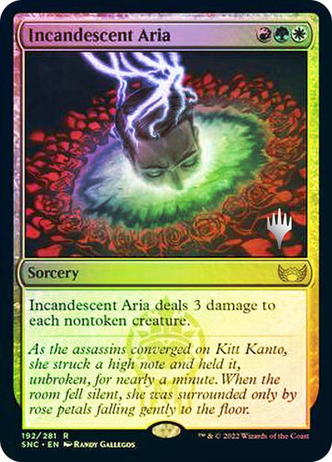 Incandescent Aria (Promo Pack) (Streets of New Capenna)\nPromo: Planeswalker Stamped\nSingle\nMagic The Gathering