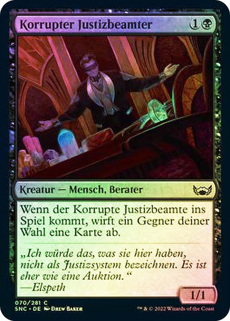 Corrupt Court Official\nStreets of New Capenna - German\nSingle\nMagic The Gathering