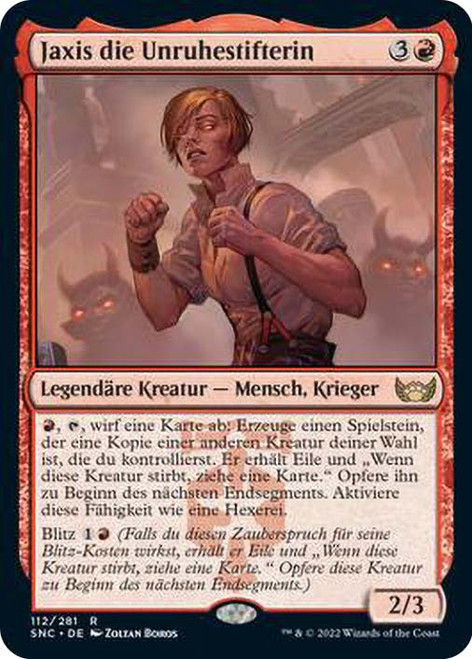 Jaxis, the Troublemaker\nStreets of New Capenna - German\nSingle\nMagic The Gathering