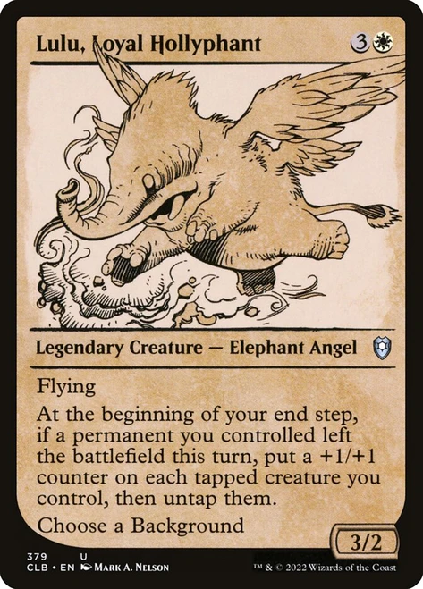 Lulu, Loyal Hollyphant (Showcase)\nCommander Legends: Battle for Baldur's Gate - Variants\nSingle\nMagic The Gathering
