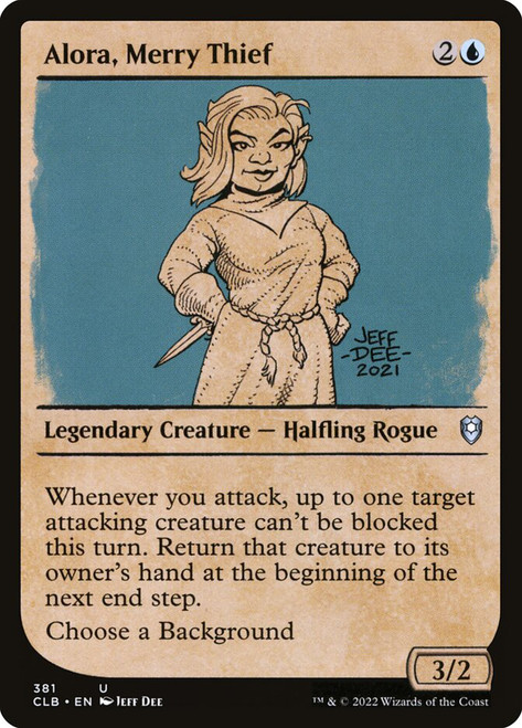 Alora, Merry Thief (Showcase)\nCommander Legends: Battle for Baldur's Gate - Variants\nSingle\nMagic The Gathering