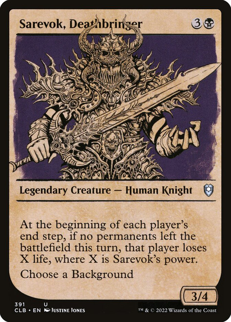 Sarevok, Deathbringer (Showcase)\nCommander Legends: Battle for Baldur's Gate - Variants\nSingle\nMagic The Gathering