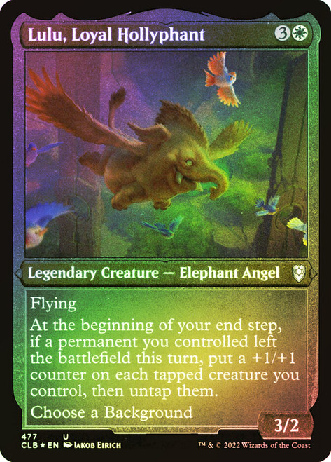 Lulu, Loyal Hollyphant (Foil Etched)\nCommander Legends: Battle for Baldur's Gate - Foil Etched\nSingle\nMagic The Gathering