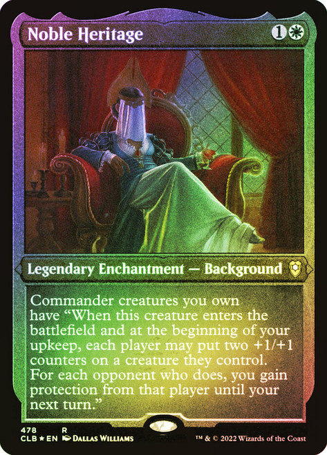 Noble Heritage (Foil Etched)\nCommander Legends: Battle for Baldur's Gate - Foil Etched\nSingle\nMagic The Gathering