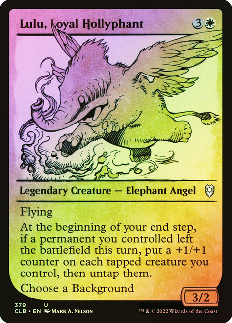 Lulu, Loyal Hollyphant (Showcase)\nCommander Legends: Battle for Baldur's Gate - Variants\nSingle\nMagic The Gathering