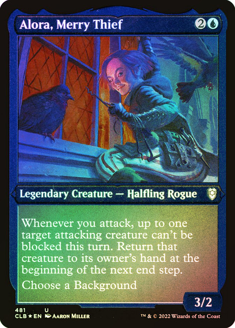 Alora, Merry Thief (Foil Etched)\nCommander Legends: Battle for Baldur's Gate - Foil Etched\nSingle\nMagic The Gathering