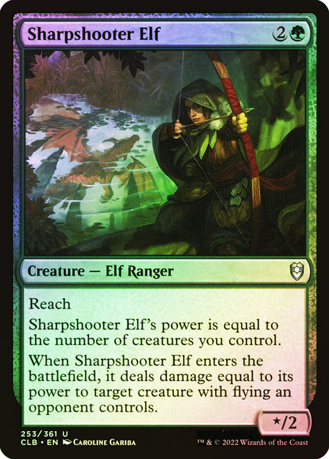 Sharpshooter Elf\nCommander Legends: Battle for Baldur's Gate\nSingle\nMagic The Gathering
