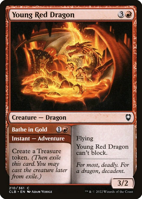 Young Red Dragon // Bathe in Gold\nCommander Legends: Battle for Baldur's Gate\nSingle\nMagic The Gathering