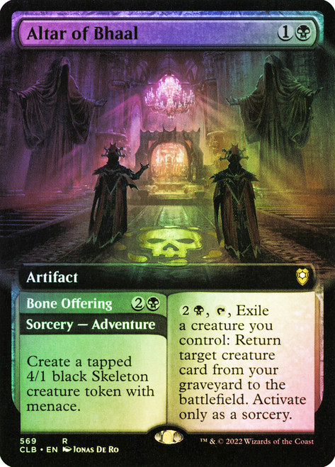 Altar of Bhaal // Bone Offering (Extended Art)\nCommander Legends: Battle for Baldur's Gate - Variants\nSingle\nMagic The Gathering