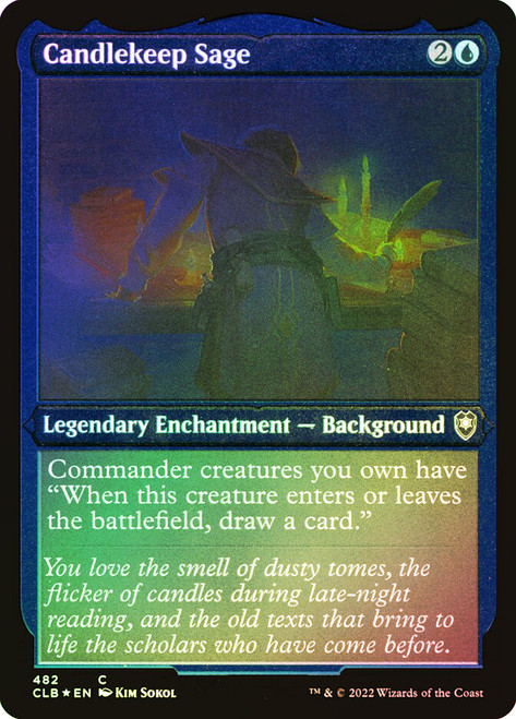 Candlekeep Sage (Foil Etched)\nCommander Legends: Battle for Baldur's Gate - Foil Etched\nSingle\nMagic The Gathering