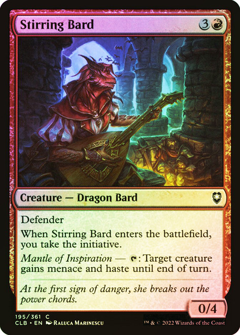 Stirring Bard\nCommander Legends: Battle for Baldur's Gate\nSingle\nMagic The Gathering