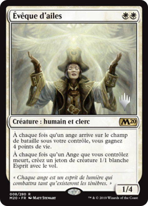 Bishop of Wings (Promo Pack) (Core Set 2020)\nPromo: Planeswalker Stamped - French\nSingle\nMagic The Gathering