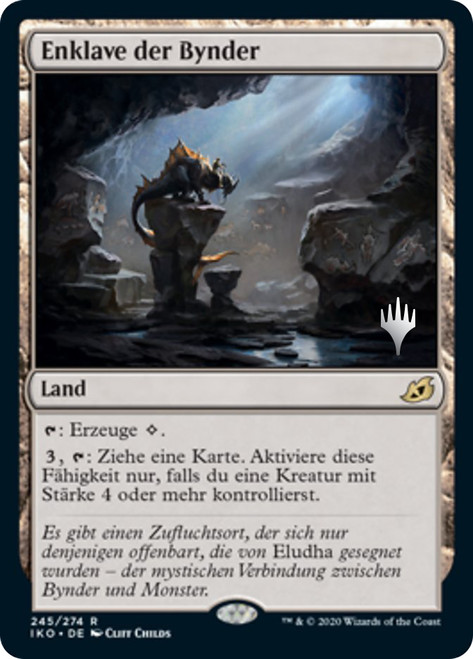 Bonders' Enclave (Promo Pack) (Ikoria: Lair of Behemoths)\nPromo: Planeswalker Stamped - German\nSingle\nMagic The Gathering