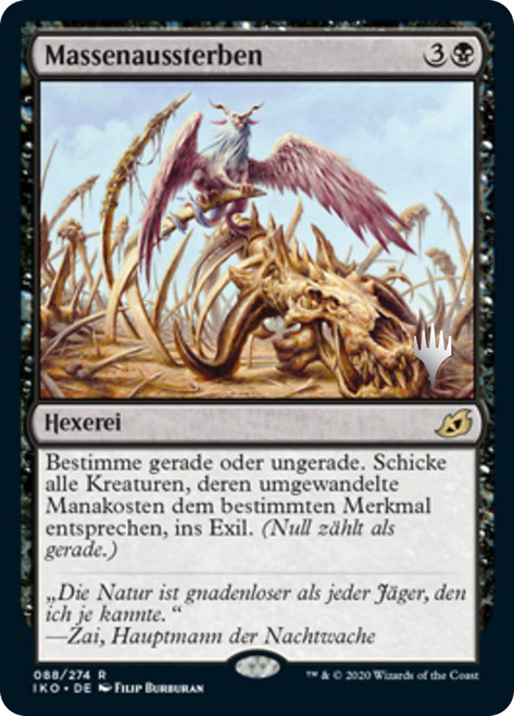Extinction Event (Promo Pack) (Ikoria: Lair of Behemoths)\nPromo: Planeswalker Stamped - German\nSingle\nMagic The Gathering