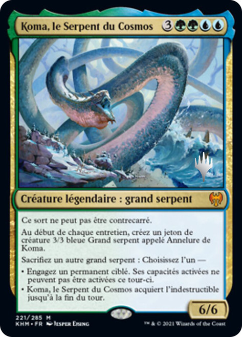 Koma, Cosmos Serpent (Promo Pack) (Kaldheim)\nPromo: Planeswalker Stamped - French\nSingle\nMagic The Gathering