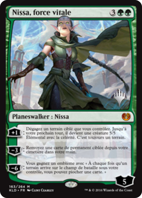 Nissa, Vital Force (Promo Pack) (Kaladesh)\nPromo: Planeswalker Stamped - French\nSingle\nMagic The Gathering