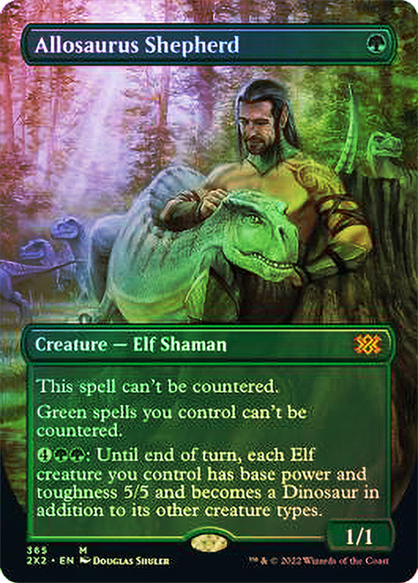 Allosaurus Shepherd (Borderless)\nDouble Masters 2022 - Variants\nSingle\nMagic The Gathering