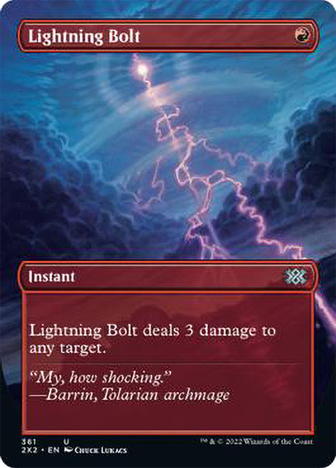 Lightning Bolt (Borderless)\nDouble Masters 2022 - Variants\nSingle\nMagic The Gathering