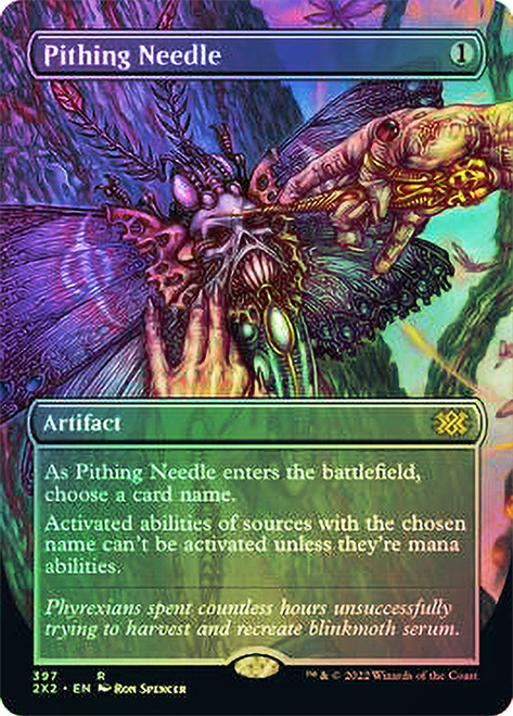 Pithing Needle (Borderless)\nDouble Masters 2022 - Variants\nSingle\nMagic The Gathering