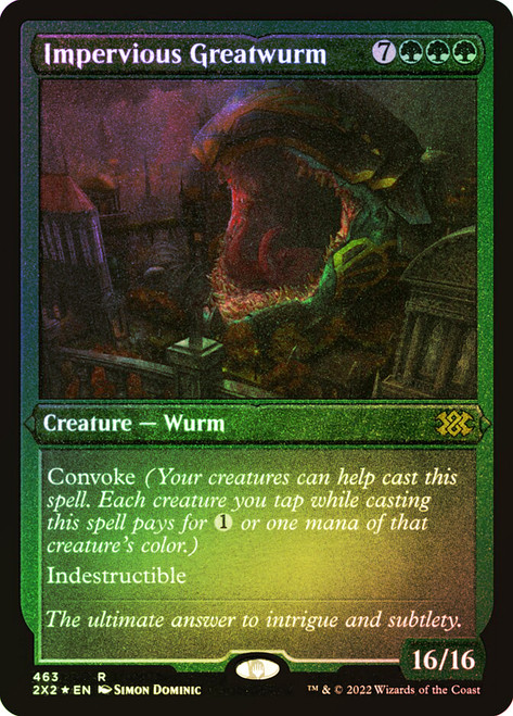 Impervious Greatwurm (Foil Etched)\nDouble Masters 2022 - Alternate Foil\nSingle\nMagic The Gathering