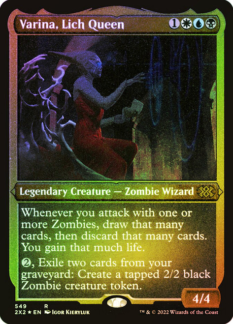 Varina, Lich Queen (Foil Etched)\nDouble Masters 2022 - Alternate Foil\nSingle\nMagic The Gathering