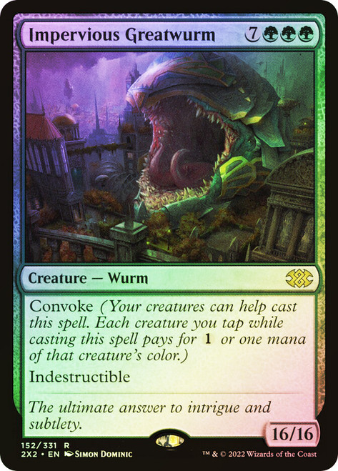 Impervious Greatwurm
Double Masters 2022
Single
Magic: The Gathering