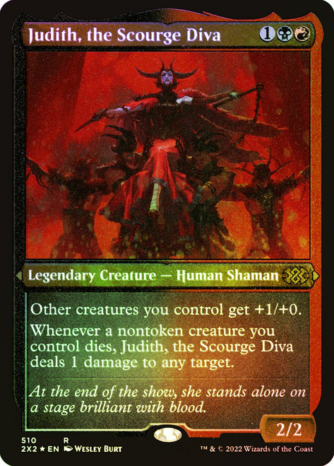 Judith, the Scourge Diva (Foil Etched)\nDouble Masters 2022 - Alternate Foil\nSingle\nMagic The Gathering