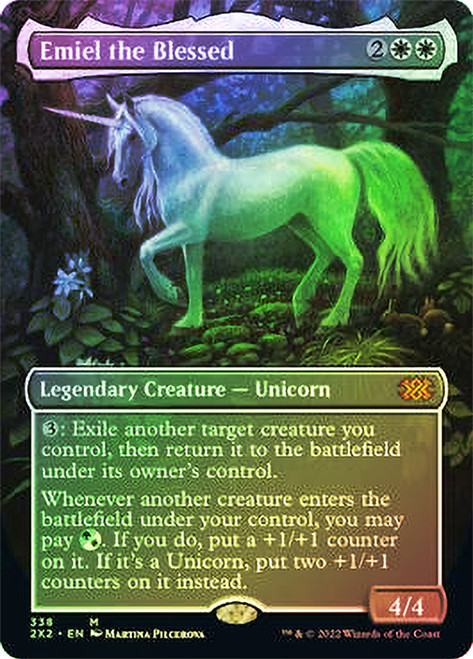 Emiel the Blessed (Borderless)\nDouble Masters 2022 - Variants\nSingle\nMagic The Gathering