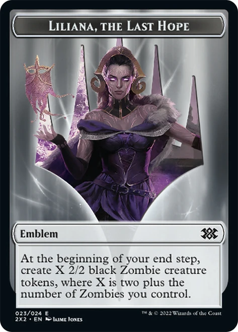 {Liliana Emblem} // {Spirit Token} (Colorless)\nDouble Masters 2022\nSingle\nMagic The Gathering