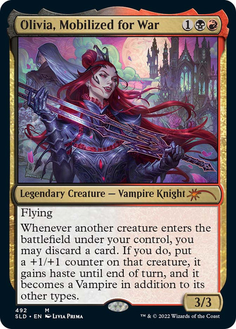 Olivia, Mobilized for War (Secret Lair) (#492)\nPromo: General\nSingle\nMagic The Gathering