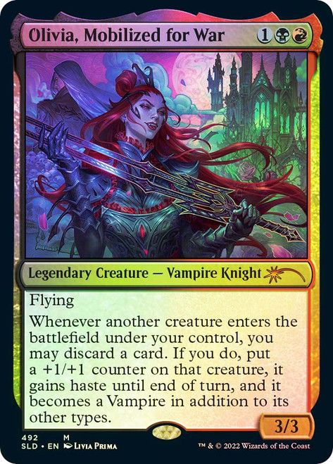 Olivia, Mobilized for War (Secret Lair) (#492)\nPromo: General\nSingle\nMagic The Gathering
