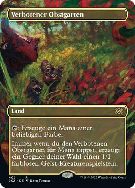 Forbidden Orchard (Borderless)\nDouble Masters 2022 - Variants - German\nSingle\nMagic The Gathering