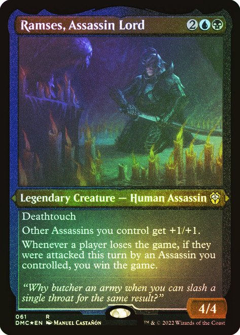 Ramses, Assassin Lord (Foil Etched)\nDominaria United Commander - Foil Etched\nSingle\nMagic The Gathering