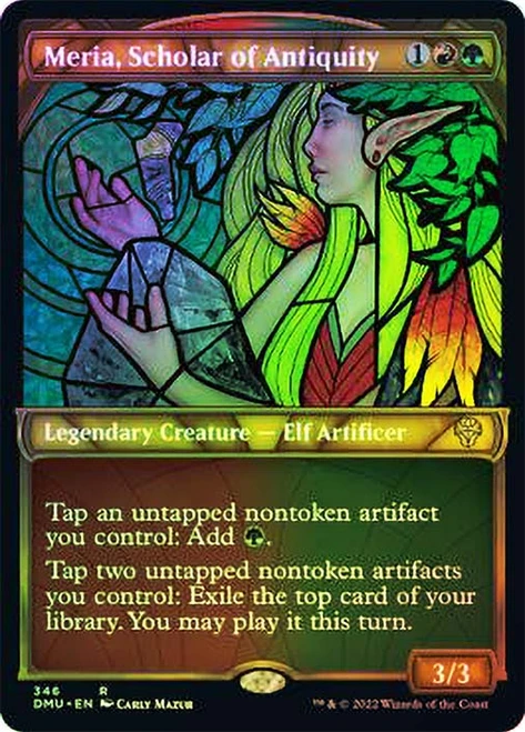 Meria, Scholar of Antiquity (Showcase) (Textured Foil)\nDominaria United - Textured\nSingle\nMagic The Gathering