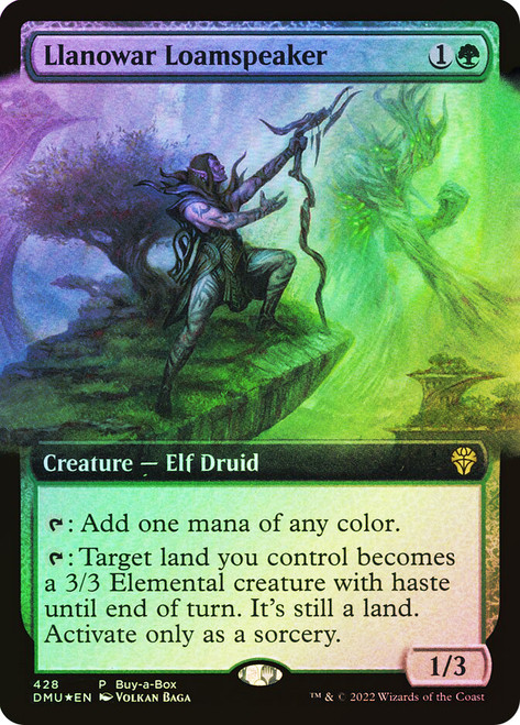Llanowar Loamspeaker (Buy-a-Box) (Extended Art)\nPromo: General\nSingle\nMagic The Gathering
