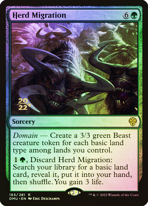 Herd Migration (Prerelease) (Dominaria United)\nPromo: Date Stamped\nSingle\nMagic The Gathering