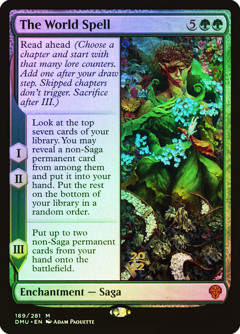 The World Spell (Prerelease) (Dominaria United)\nPromo: Date Stamped\nSingle\nMagic The Gathering